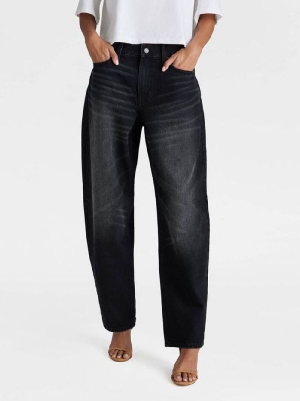 KBB by KAHLANA Mid Rise Wide Leg Barrel Jean Dark Indigo